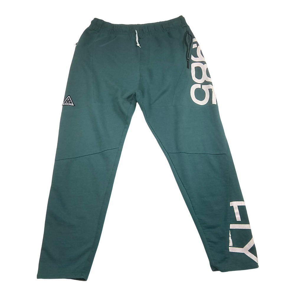 Fly Society Mens XL Green Graphic Sweatpants Joggers 1985 Streetwear Pockets